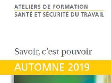 Dépliants de formation Santé et sécurité et Relations du travail - Automne 2019
