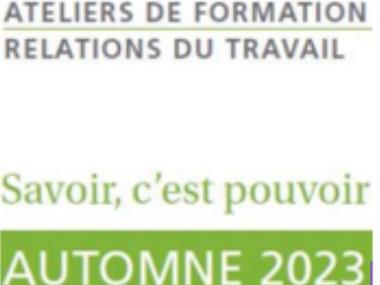 Dépliant de formation Relations du travail - Printemps 2023